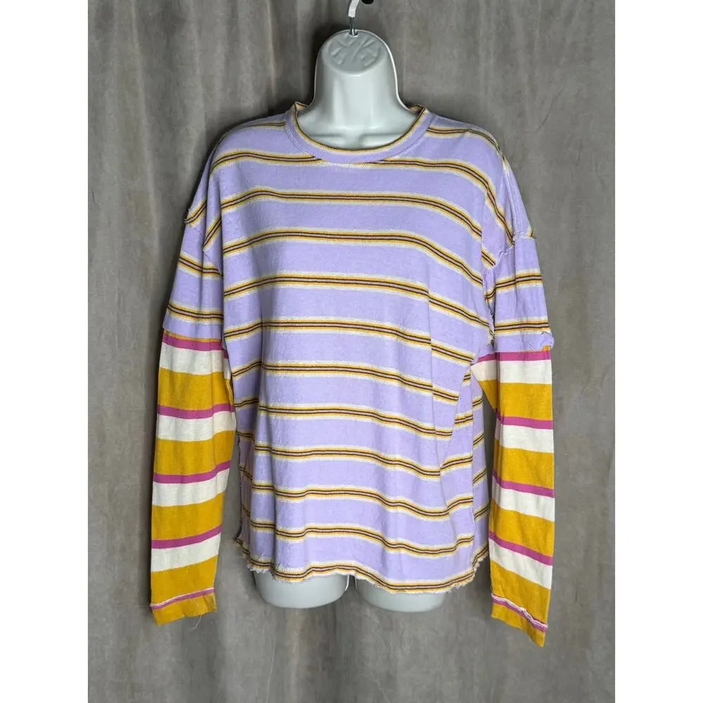 Free People Nina Striped Long Sleeve Top XS NWT